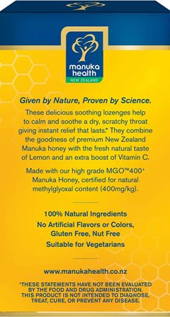Manuka Health | Manuka Honey Lemon, MGO 400+ | 15 Lozenges