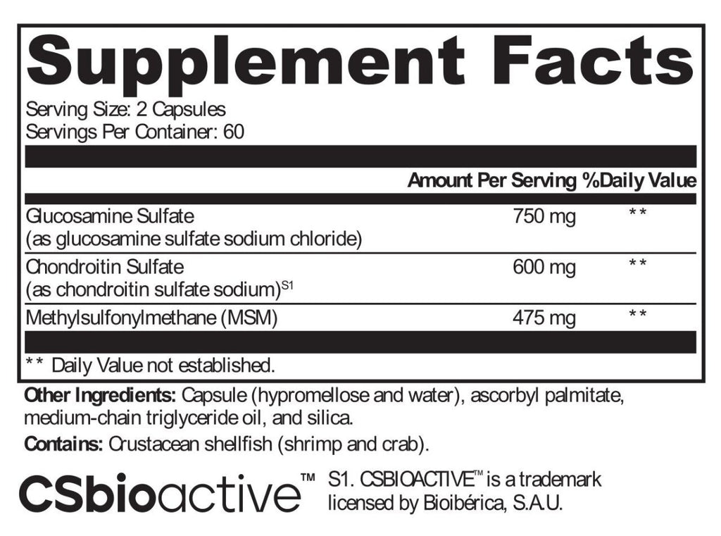 XYMOGEN, SynovX Recovery 120 Capsules Ingredients