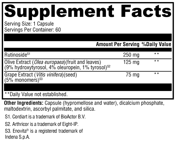 XYMOGEN, VitalVasc 60 Capsules Ingredients