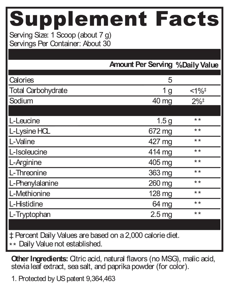 Protocols For Health, BCAA Powder Fruit Punch 30 Servings 7.41 oz Ingredients