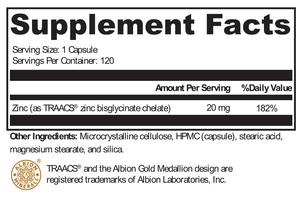 Protocols For Health, Zinc Chelate 120 Veg Capsules Ingredients