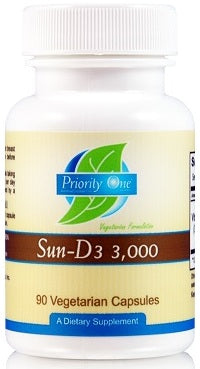 Priority One | Sun D3 3,000IU | 90 Vegetarian Capsules
