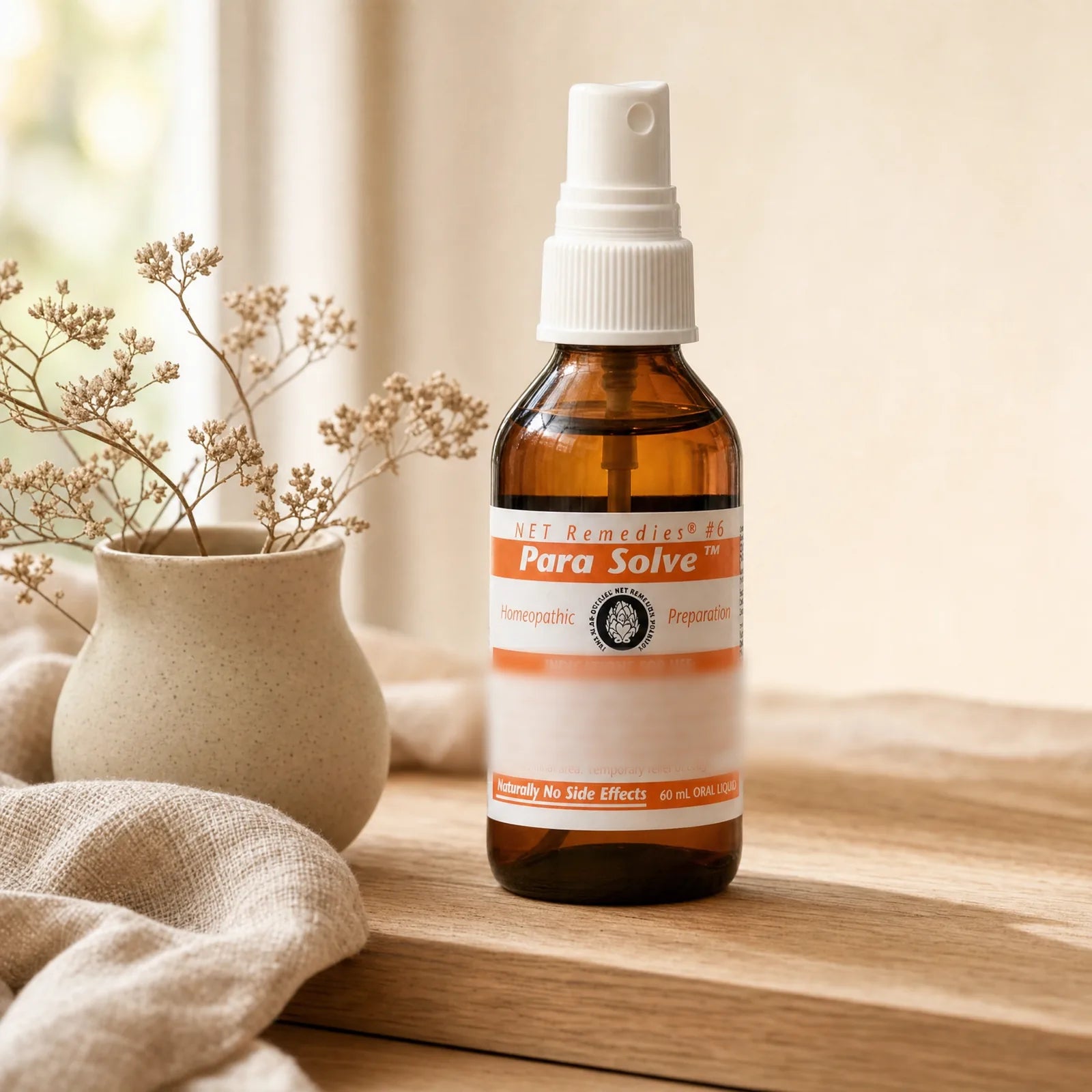 NET Remedies #6 Para Solve 60 ml oral spray in a calm morning setting