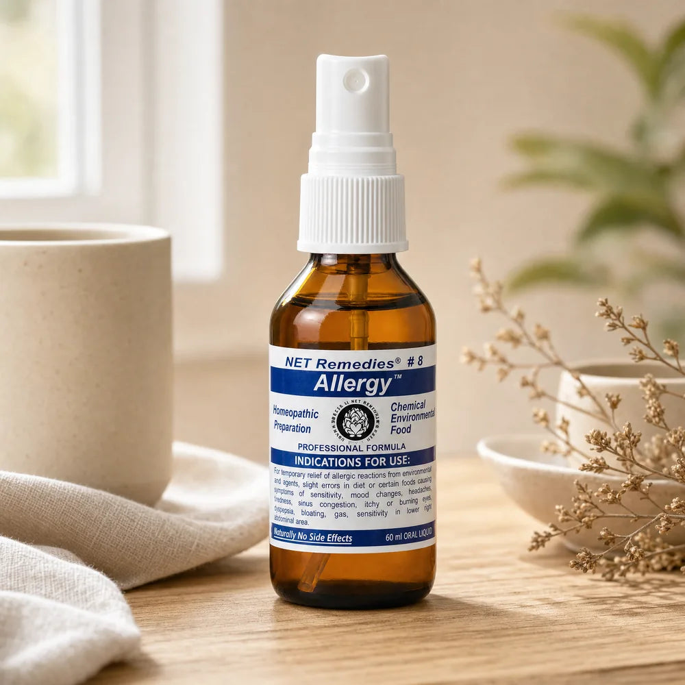 NET Remedies #8 Allergy spray carried in a bag for daily allergy and sensitivity support